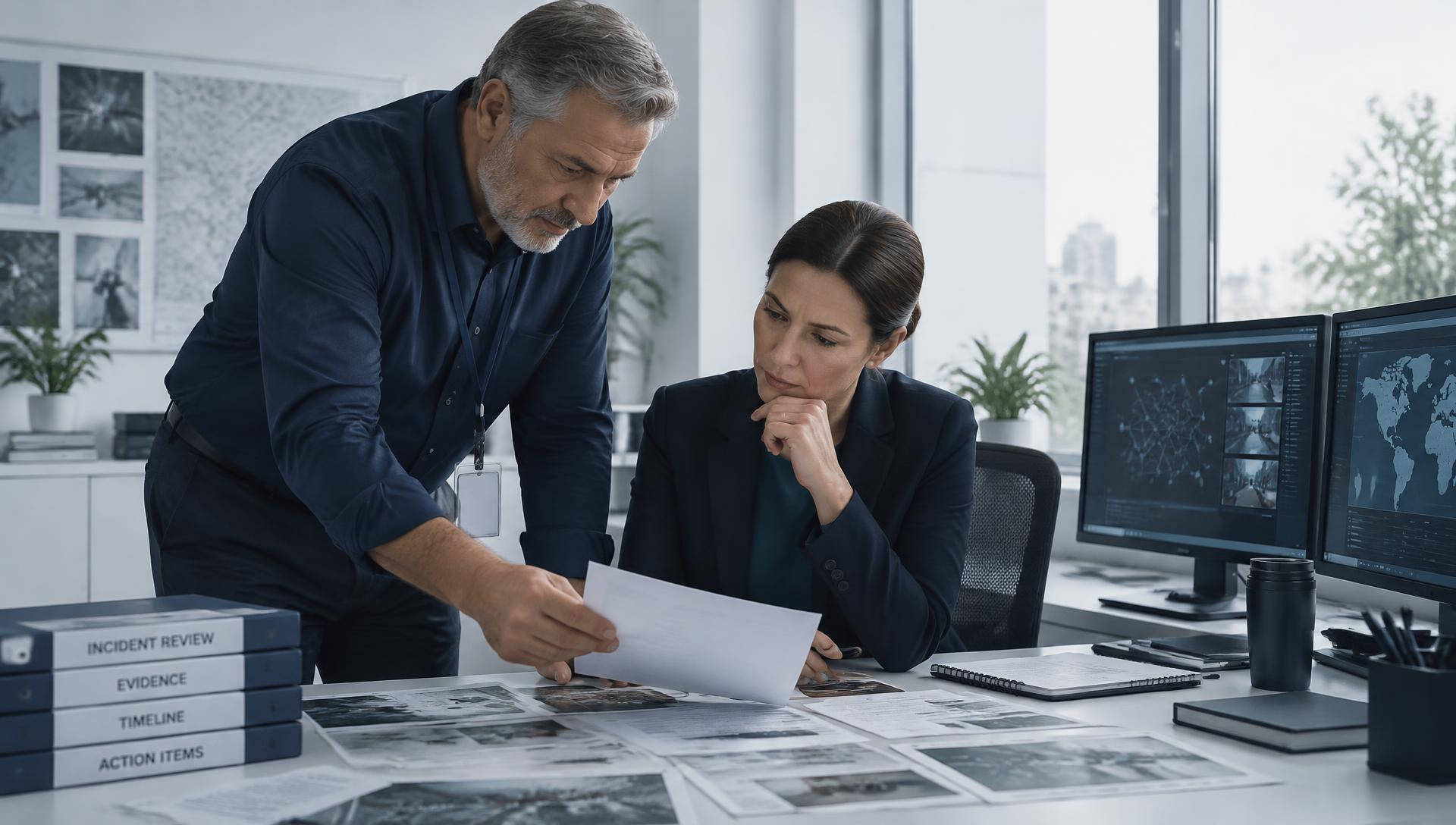 Security analysts compare a source-linked incident timeline during a review.